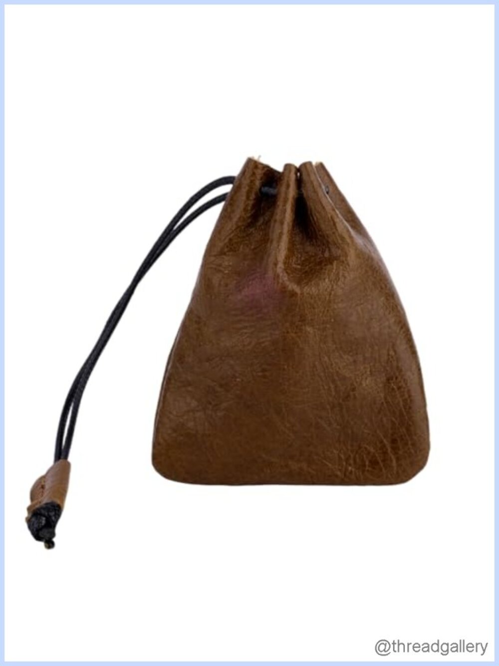Leather Drawstring Pouch Coin Purse Organizer Cowhide Vintage